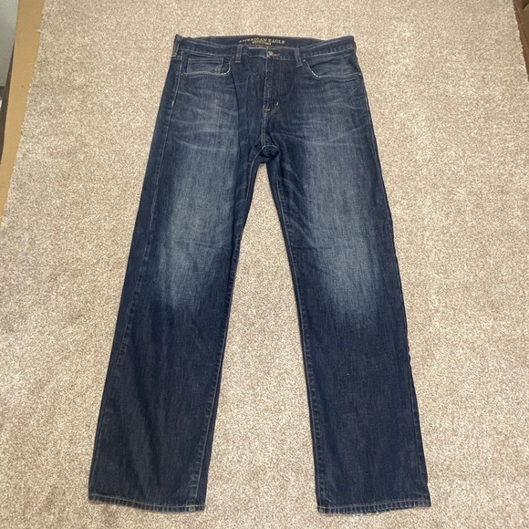 American Eagle mens baggy loose fit jeans sz 38x33 blue jeans stretch denim - Picture 3 of 12